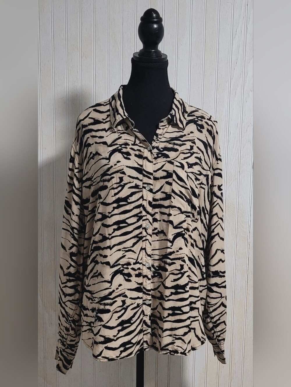 Rails Josephine Bali Tiger Print Button Down Shirt XL EUC
